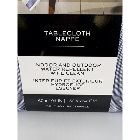 Lauren Ralph Lauren Stripe blue white Tablecloth Indoor/ Outdoor  60 X 104 New - Picture 4 of 5